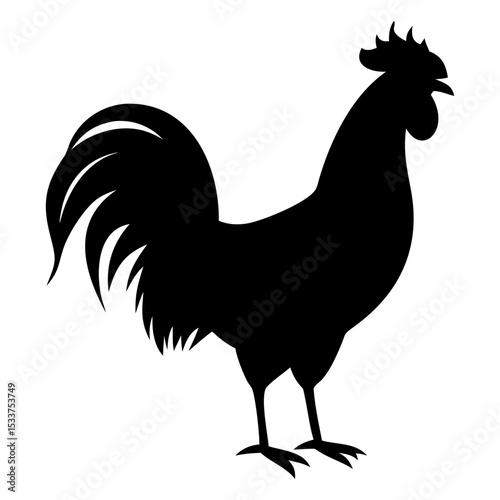 A rooster full black silhouette vector illustration design