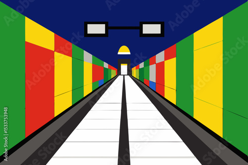 Abstract Colorful Subway Tunnel A Geometric Perspective of Modern Transportation