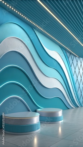 Blue Wave-Style Hallway Interior