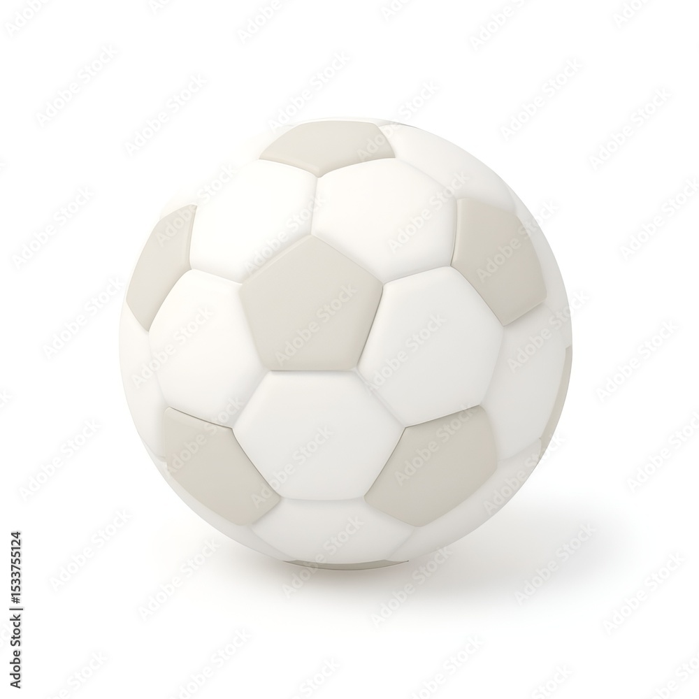Obraz premium 3D Stylized Soccer Ball Icon in Neutral Colors with Minimalist Design