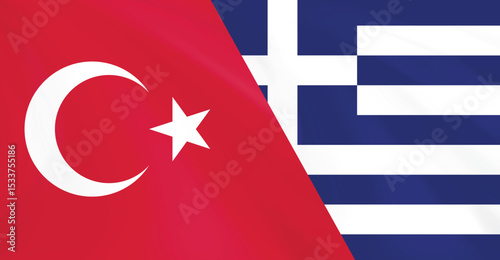 Turkish and Greek flag. Images for illustrative news site. Vector graphics.