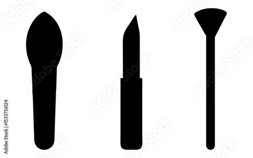 Set of makeup tools full black silhouette vector illustration design