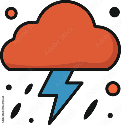 Cosmic phenomena icon. A stylized space storm cloud with lightning and meteors, representing powerful astronomical events and cosmic weather. Flat outline vector.