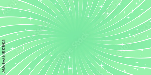 Background with green gradient and concentrated lines interspersed with stars.