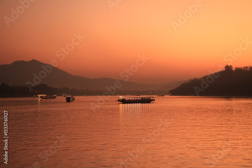 Sunset View of Mekong River in Luang Prabang, Laos