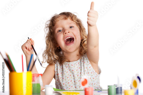 Girl, draws paint