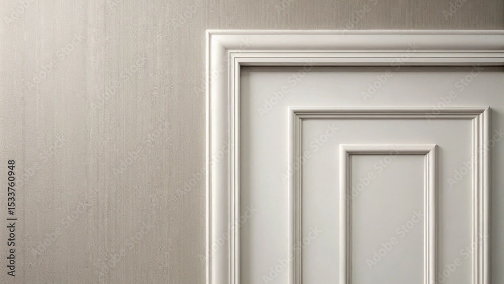 Elegant White Door Paneling with Detailed Molding and Neutral Wall Elegant White Door Paneling with Detailed Molding and Neutral Wall