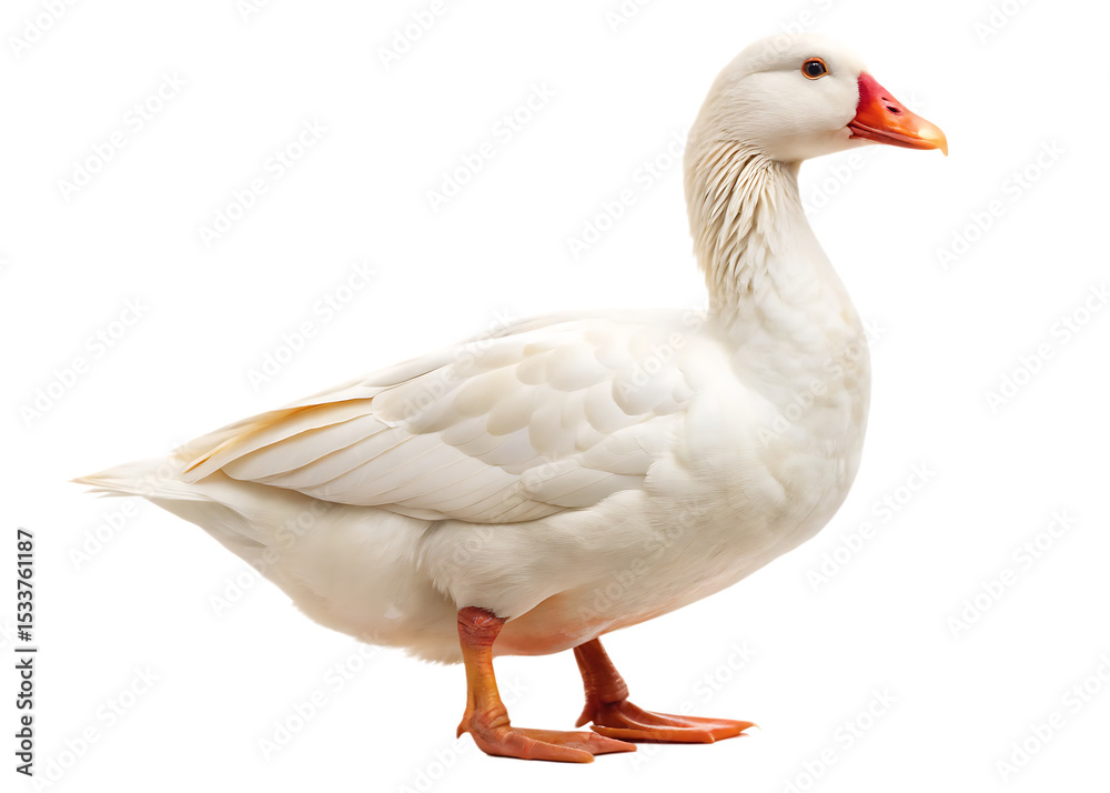 Fototapeta premium White domestic goose isolated on white background