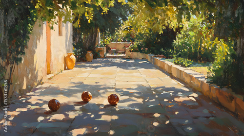 Bocce Garden Game Shadows Italian Vil 06B3E8Da