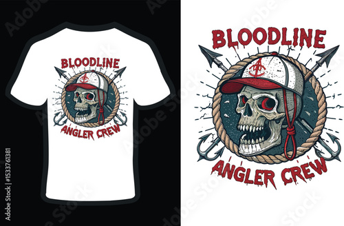 Bloodline Angler Crew design for apparel