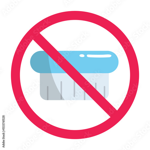 Forbidden sign with cloth brush icon, no cloth brush sign, clothes hand brush prohibition symbol, do not brush