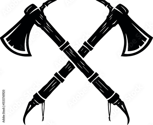 Crossed Axes vector black silhouette cricut print design