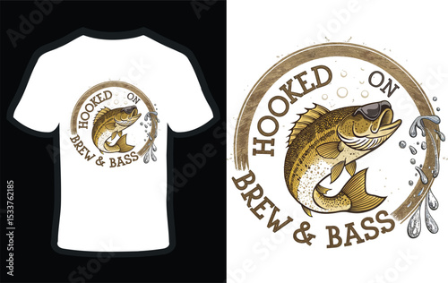 Bass Hooked Brew & Bass fishing design
