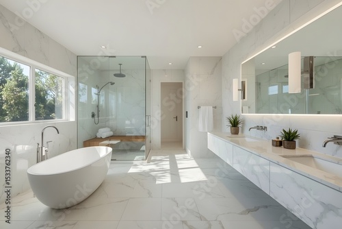 Luxurious bathroom with sauna in a modern home.