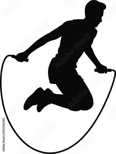 Jump Rope Fitness Silhouette Design, Transparent Background.