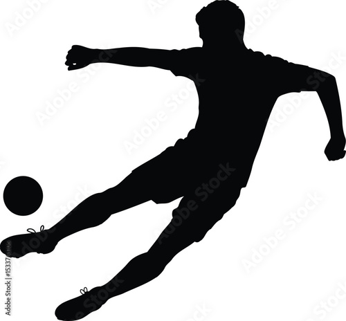 Soccer Player Sliding Kick Silhouette Design, Transparent Background.