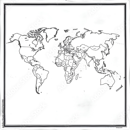 a black and white image of a map of the world