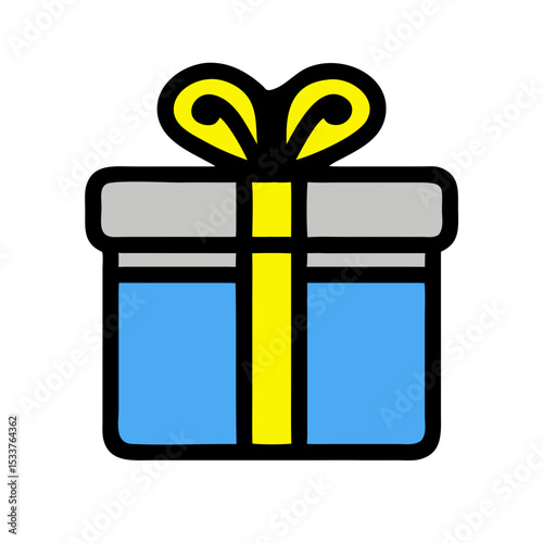 Blue gift box with yellow ribbon
