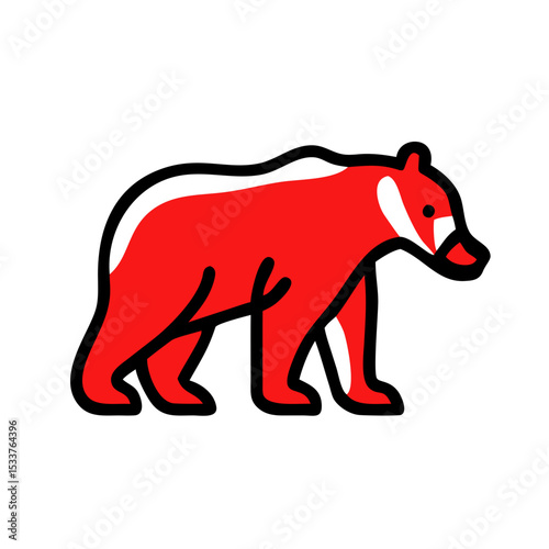 Vector icon New Year holiday red bear