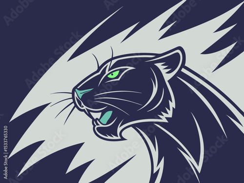 Powerful black panther silhouette atop a mountain, perfect for logos or designs.