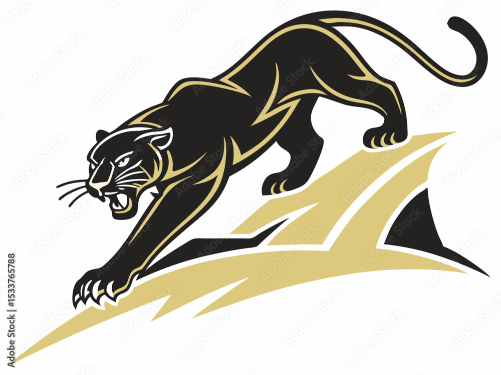 Obraz premium Powerful black panther silhouette atop a mountain, perfect for logos or designs.