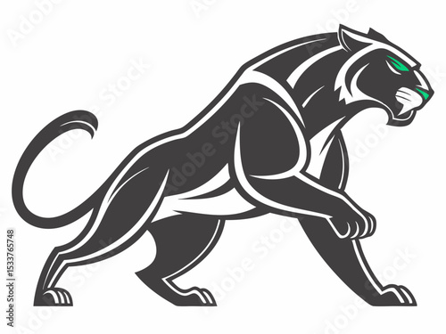 Powerful black panther silhouette atop a mountain, perfect for logos or designs.