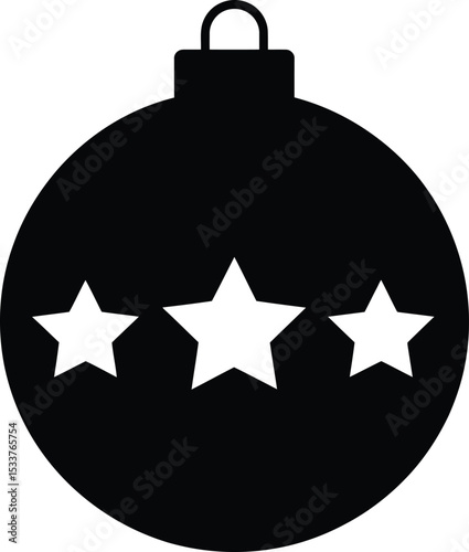 Festive Ornament with Stars: A sleek and minimalist black Christmas ornament, adorned with three bright stars, perfectly captures the essence of holiday cheer.