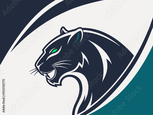 Powerful black panther silhouette atop a mountain, perfect for logos or designs.