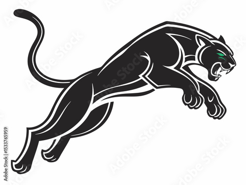 Powerful black panther silhouette atop a mountain, perfect for logos or designs.