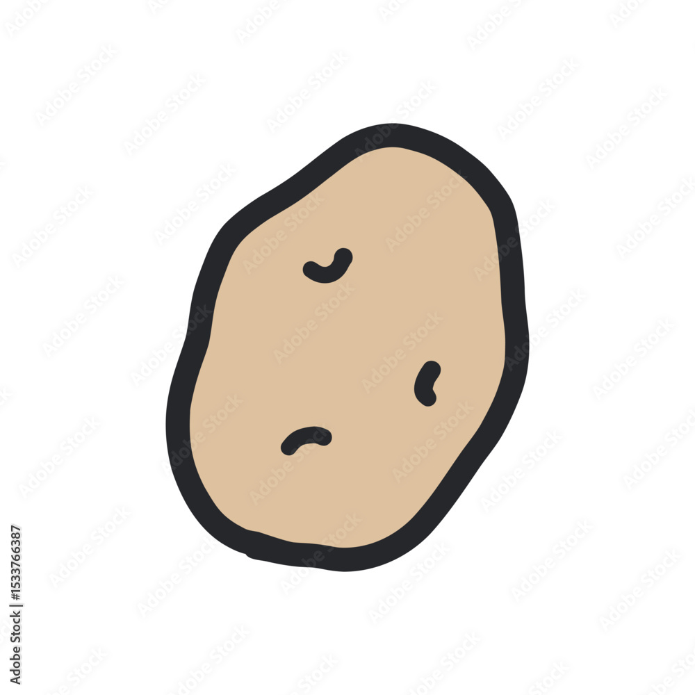 Fototapeta premium じゃがいもの輪郭あり手描きカラーイラスト