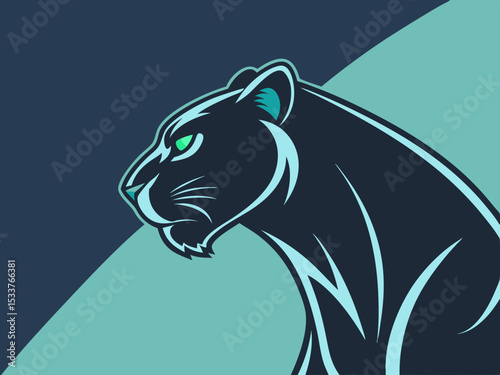 Powerful black panther silhouette atop a mountain, perfect for logos or designs.
