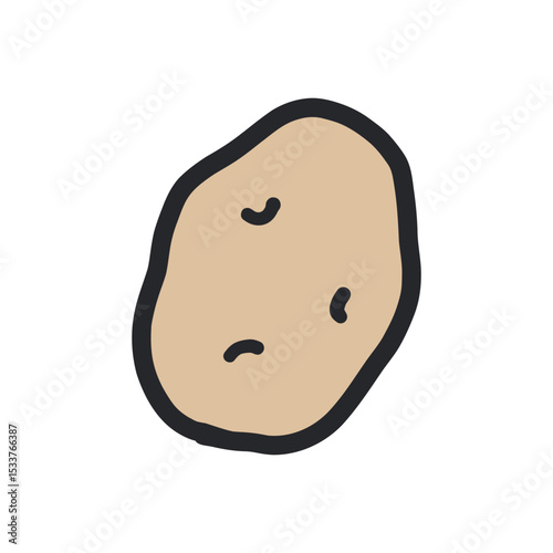 じゃがいもの輪郭あり手描きカラーイラスト