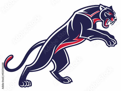 Powerful black panther silhouette atop a mountain, perfect for logos or designs.