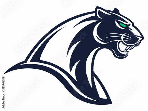 Powerful black panther silhouette atop a mountain, perfect for logos or designs.