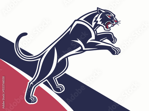 Powerful black panther silhouette atop a mountain, perfect for logos or designs.