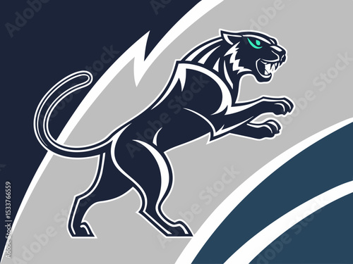 Powerful black panther silhouette atop a mountain, perfect for logos or designs.