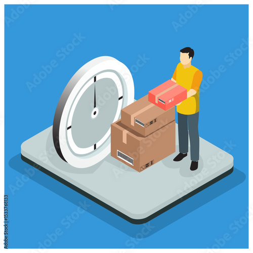Isometric Fast delivery service concept. 3d isometric illustration - Illustration 