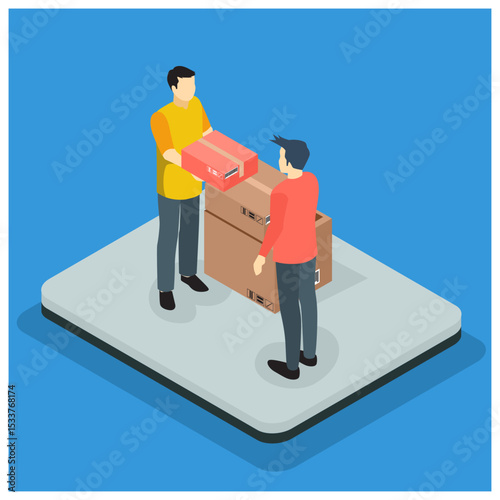 Isometric Fast delivery service concept. 3d isometric illustration - Illustration 