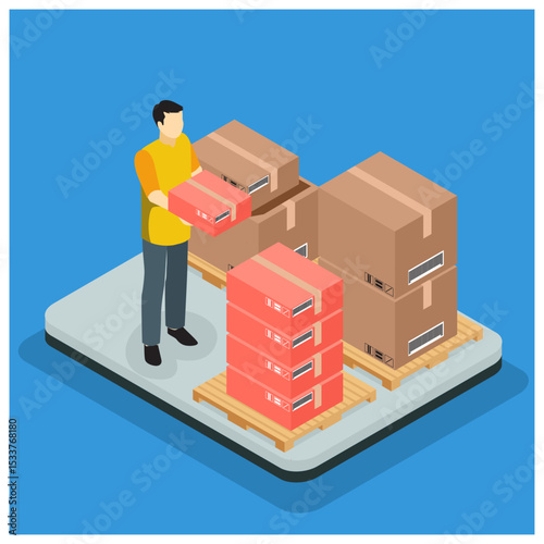 Isometric Fast delivery service concept. 3d isometric illustration - Illustration 