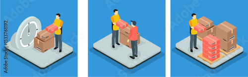 Isometric Fast delivery service concept. 3d isometric illustration - Illustration 