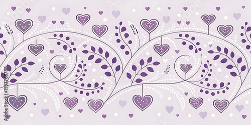 Background with hearts and dots, seamless pattern, vector drawing, light violet color