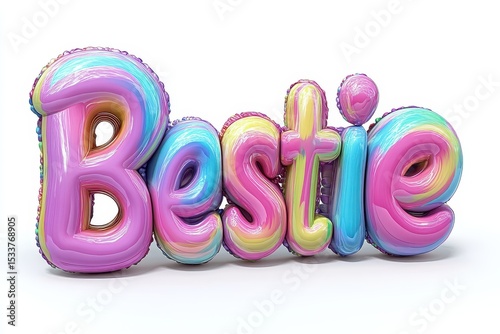 Colorful Bestie Word Balloon Decoration for Friendship Celebration