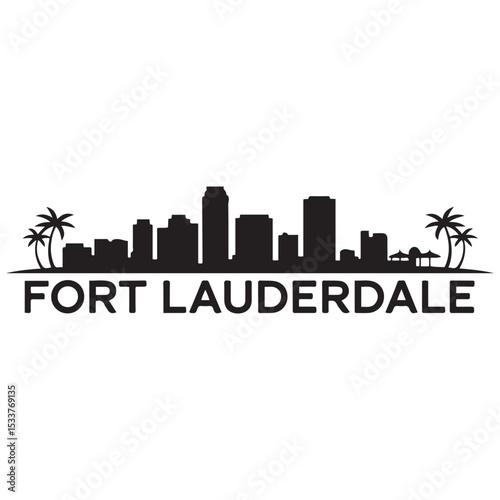 Fort lauderdale skyline horizontal banner. Fort lauderdale, Florida. Vector template for your design. Vector black silhouette. with white background