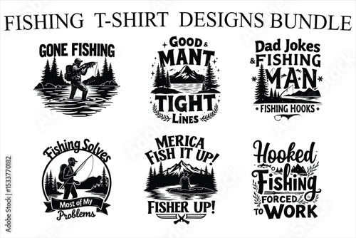 fishing t shirt designs bundle
