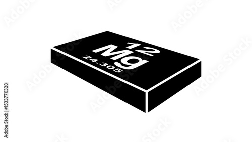 Magnesium chemical symbol, black isolated silhouette