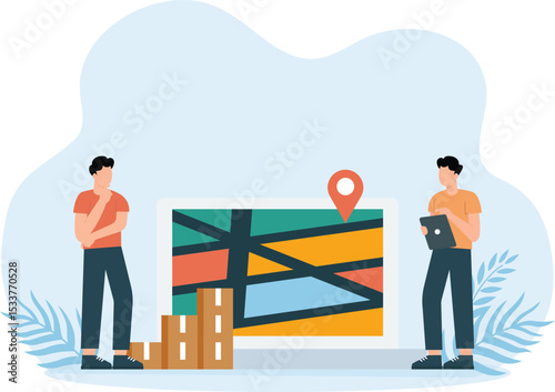Parcel Location,parcel and mail delivery service and tracking app illustration

