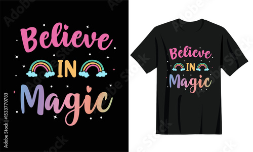 Believe in magic slogan with rainbow vector. Lettering typography.
Girl, woman fashion banner, print, design, tshirt design. Great for logotype, badge, icon, card, poster, invitation template.