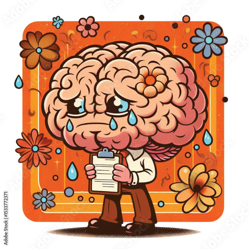 Brain charecture vintage design for t-shirt