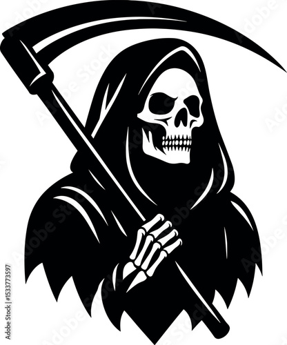 Grim Reaper vector black silhouette print design