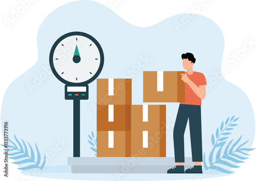 Parcel Weight,Modern electronic-digital cargo scales. Measuring device for cargo in the form of boxes
